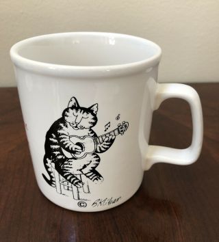 Kiln Craft Cat Cup Mug Signed B.  Kliban “singing Cat” Made In England