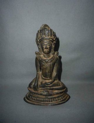 Antique South East Asia Top High Aged Bronze Shrine Figure Buddha Shakyamuni
