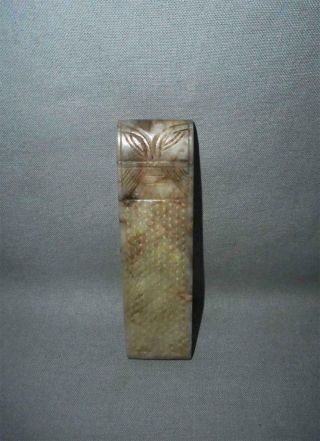 Antique China Top High Aged Ming Jade Nephrite Stone Sword Scabbard Mount