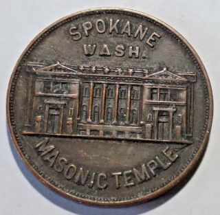 C 1920 Spokane Wa Masonic Temple Medal,  Coin - Cascade Chapter,  Rose Croix No.  7