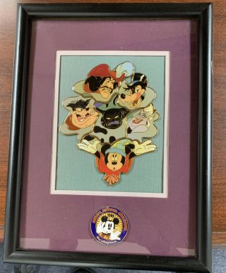 Disney Disneyana Convention 1997 Sorcerer Mickey & Villains Framed Pin Set Le