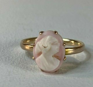 9ct 375 Gold Vintage Cameo Ring Size L Small