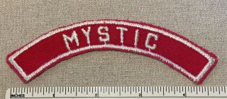 Vintage Mystic Boy Scout Red & White Community Town Strip Patch Rws Uniform Bsa