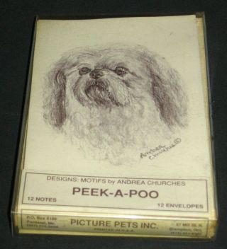 Peek - A - Poo Picture Pets 12 Vtg Blank Note Cards Envelopes Andrea Churches