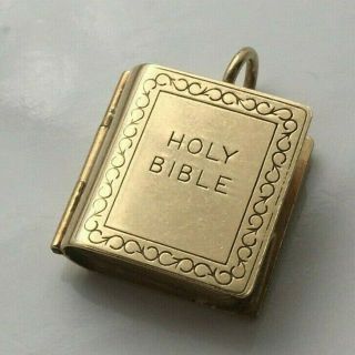 Vintage 375 9ct Gold Georg Jensen Opening Bible Charm/pendant With Lords Prayer