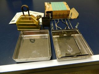 Vintage Portable Pocket Camping Stove Tay Kit Compact Brass Burner Great