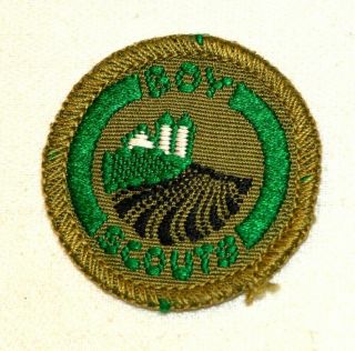Silo Farm Boy Scout Soil Conservationist Proficiency Award Badge Black Back