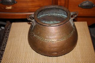 Antique Middle Eastern Arabic Copper Cauldron Cooking Pot Handle Country Decor