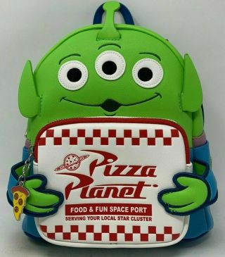 Loungefly Disney Pixar Toy Story Alien Pizza Planet Mini Backpack Keychain
