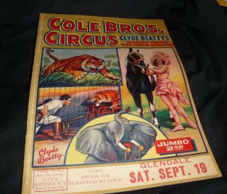 Vintage 1930s COLE BROS CIRCUS PROGRAM with Clyde Beatty Animal Exhibits WOW 2