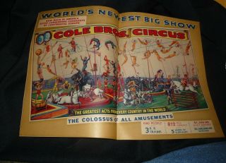 Vintage 1930s COLE BROS CIRCUS PROGRAM with Clyde Beatty Animal Exhibits WOW 3