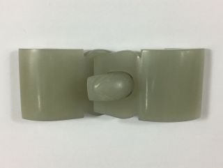 Vintage 20thc Jade Belt Buckle 2 Piece Probably Chinese 7.  7cm In Width