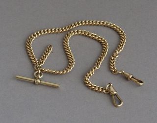 Heavy Vintage/antique Quality Made Double Albert Chain Claw & T Bar Gold Plated