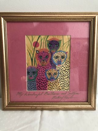 Betsey Fowler Framed Signed Cheetah Print