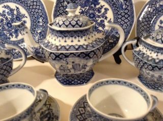 Antique Hand Painted Japanese Blue And White Porcelain Tea Set Made In Holland