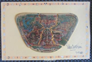Disney Disneyland 45th Anniversary 6 Pin Map Set On Artist Signed Card