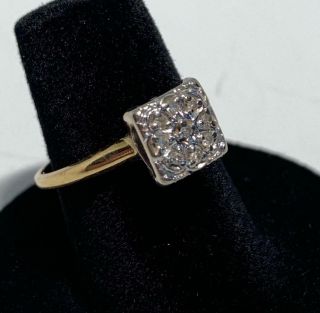 Vintage TRUBRITE 10K Yellow & White Gold Diamond Chips Ring Size: 6.  5 3