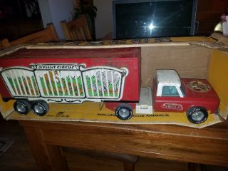 Vintage 1970’s Nylint Circus Chevy Truck & Trailer Made In Usa