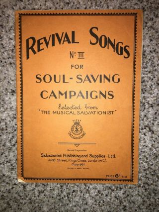 The Salvation Army Vintage Revival Songs Book 1938 Music