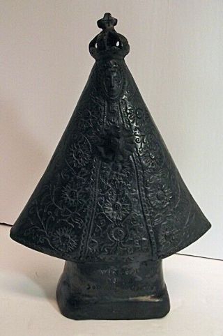 Wonderful Vtg Virgen De La Soledad De Oaxaca Negro Black Clay Mexican Pottery
