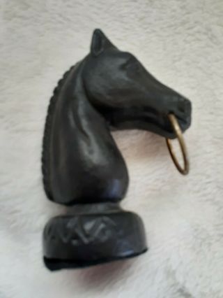 Black Cast Iron Horse Head With Ring - Vintage - 4 " Tall