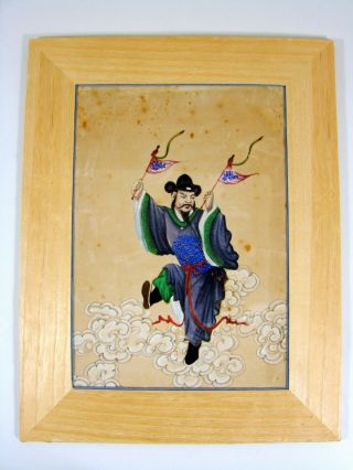 Antique Chinese Danser Man Portrait Painting Watercolor Ink Gouache Rice Paper