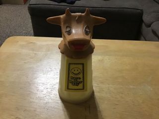 Vintage Whirley Industries Moo - Cow Plastic Creamer Sippy Cup Brown