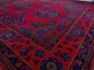 Large Vintage Turkish Persiian Wool Rug 7.  4 X 6ft English Made Keshan Red