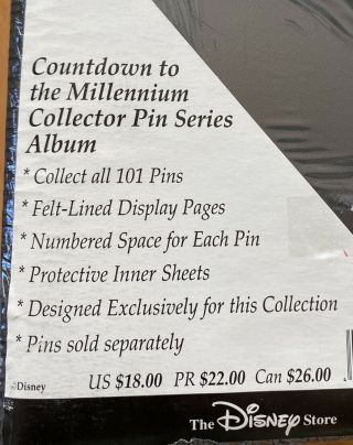 DISNEY Countdown to the Millennium 2000 Collectors Pin Series Album STILL 2