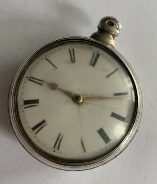 Vintage Solid Silver Verge Fusee Pocket Watch Pair Case