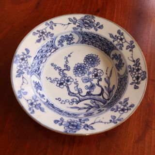 Antique Chinese Blue And White Prunus Pattern Porcelain Dish,  18th C.  16.  3cm.