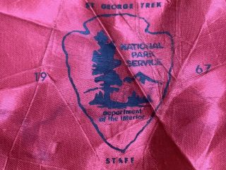 1967 St George Utah Trek Staff Red Banner Sash Ribbon National Park Service Nps