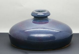 Stunning Antique Chinese Jun Yao Peach Bloom Flambe Ceramic Squat Vase C1930s