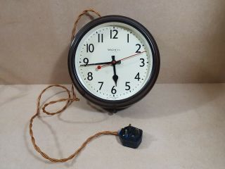 Vintage Industrial Bakelite Magneta Electric Wall Clock Made In England