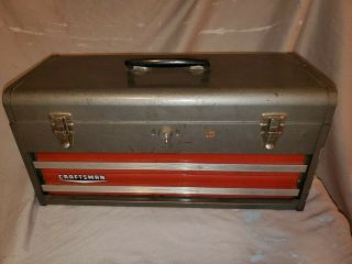Vintage Craftsman 2 Drawer Tool Chest Box Red & Gray