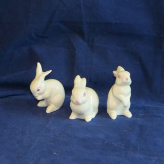 Vintage Set Of 3 White Bunny Rabbits By Goebel West Germany Approx.  2 1/2 - 3 "