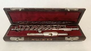 Vintage Sterling Silver H.  N.  White King C Piccolo With Exotic Leather Case