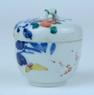 Antique Chinese Porcelain Famille Rose Box And Cover With Butterfly,  19th C