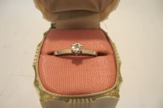 Vintage 14k Solid White Gold Ladies Diamond Engagement Ring 1.  9gr Sz.  6 Wedding