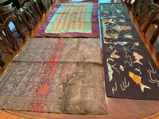 A Group Of Three Chinese Qing Dynasty Textile Panels.
