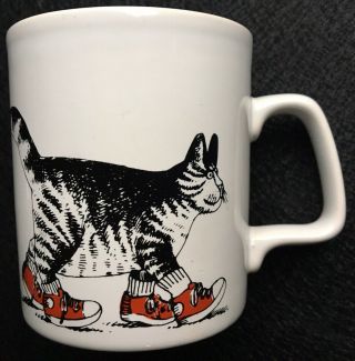 B Kliban Cat In Red Sneakers Vtg Mug - Made In England Kiln Craft - Catlady Gift