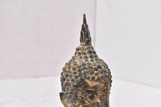 Antique bronze Buddha Head - THAILAND - 19th Century 7.  5 