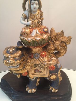 Large Japanese Meiji Period Satsuma Porcelain Figural Lamp