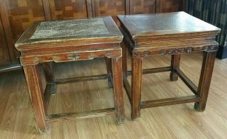 1850s Pair Antique Chinese Rosewood Stools Ming Dynasty Style Carved Cloud Ruyi 2
