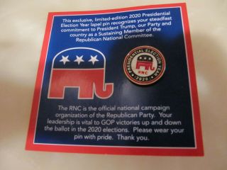 Republican 2020 Presidential Election Year Lapel Pin Tie Pin Rnc Limited - Edition