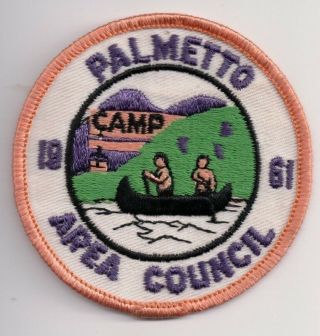 E Bsa,  1961 Camp Palmetto Patch,  Palmetto Area Council South Carolina Sc