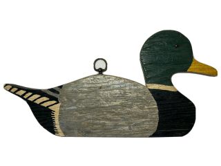Vintage Hand Crafted Painted Wooden Mallard Drake Duck Wall Plaque Hanging 9x17