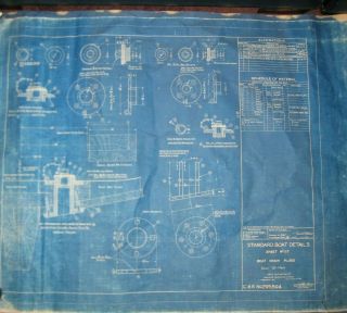 Vintage Blueprint Us Navy Dept Washington Dc Jan 25,  1939