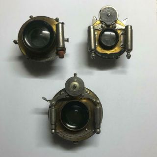 Three Interesting American Vintage Brass Lenses C/w Shutters Too,  V
