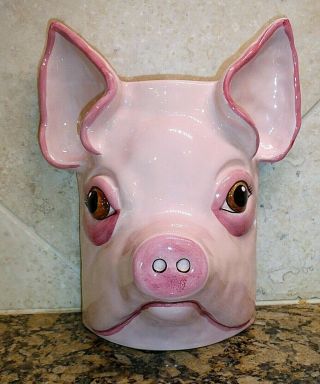 Pink Pig Face Ceramic Mask Porcelain Hand Painted Wall Hang By Andrea West Sigma